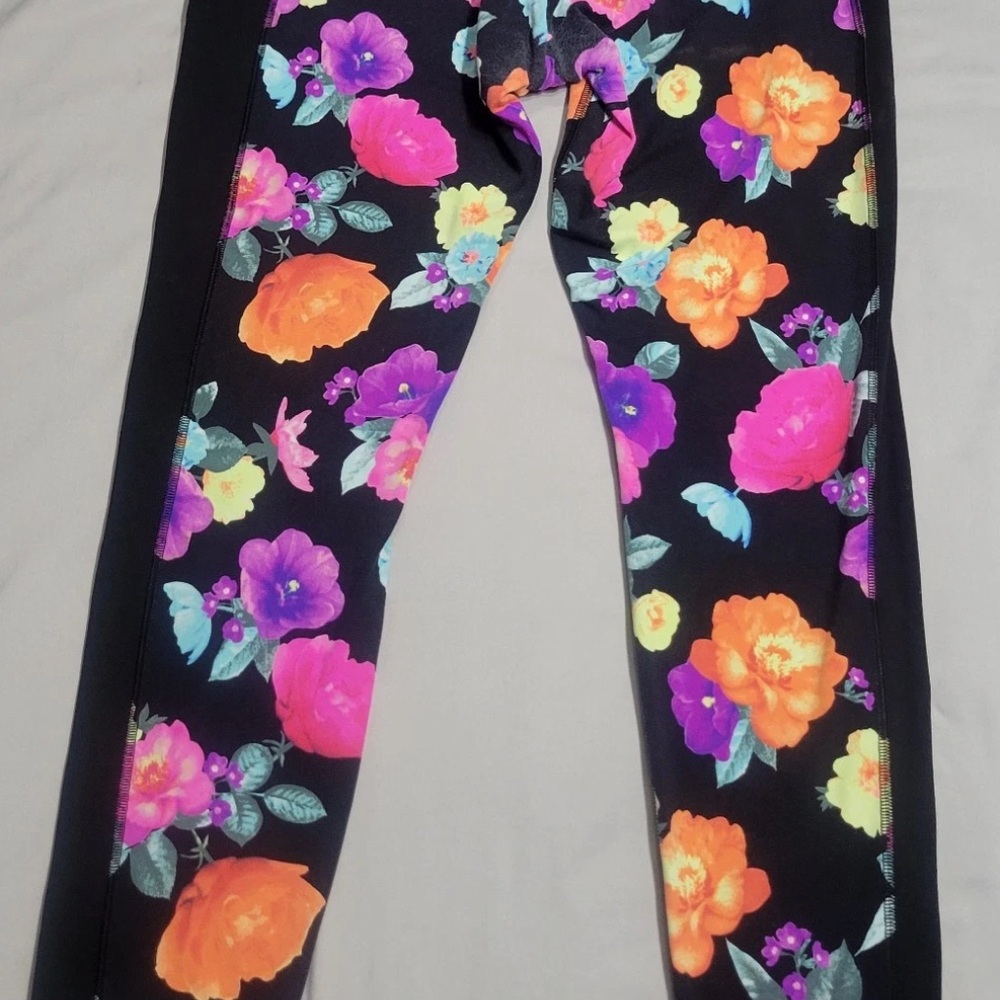 PINK Victoria's Secret Colorful Floral women’s Tropical Yoga  Pockets Leggings - Picture 4 of 7